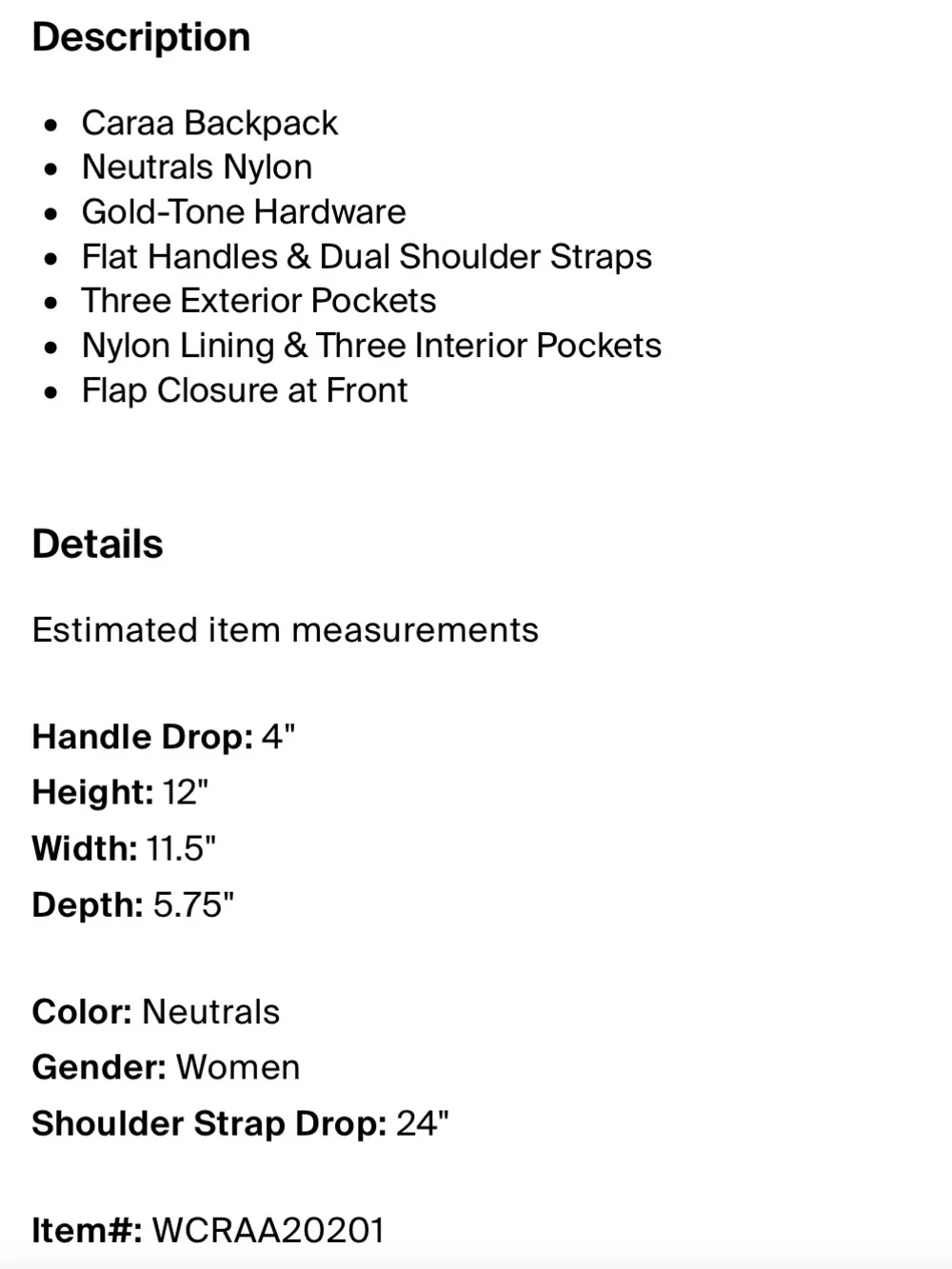 Caraa Cirrus Nylon Backpack in Vanilla